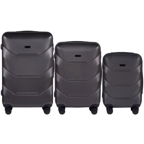 Wings Smart Sæt 3 Trolley-kufferter i Mørkegrå - Peacock 2.0 Kollektion