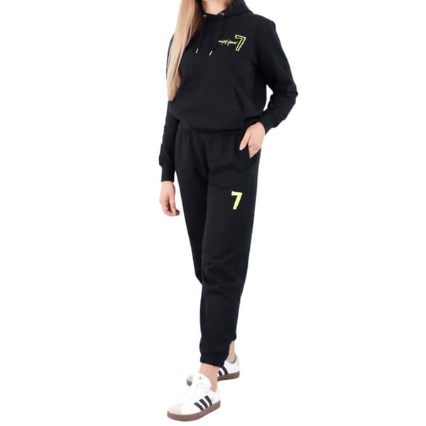 Unisex Sort Oversize Jogging Sæt med Wings Broderi XL