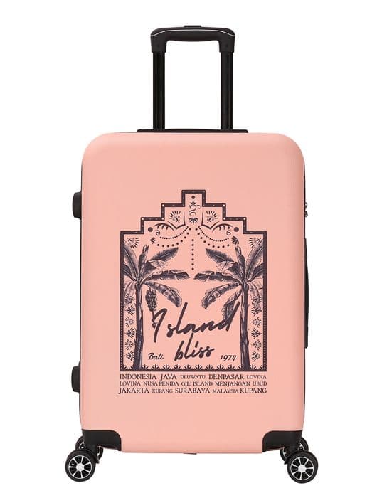 DEELUXE - Kabinväska 4 hjul dubbelt ABS hård 34x55x23cm TROPICAL DREAM ROSA