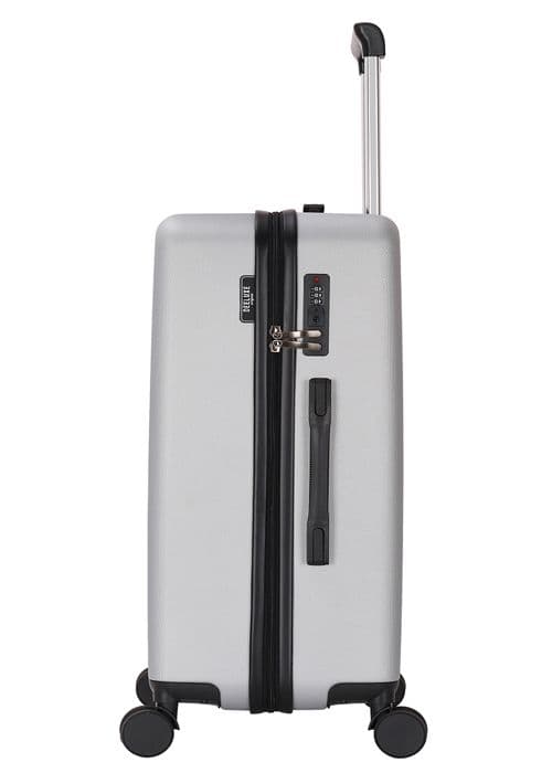 DEELUXE - Mellanstor resväska 40x65x25cm ABS Hård 4 dubbla hjul DOWNTOWN SILVER