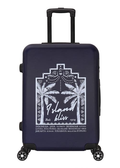 DEELUXE - Mellanstor resväska 40x65x25cm ABS Hård 4 dubbla hjul TROPICAL DREAM MÖRKBLA