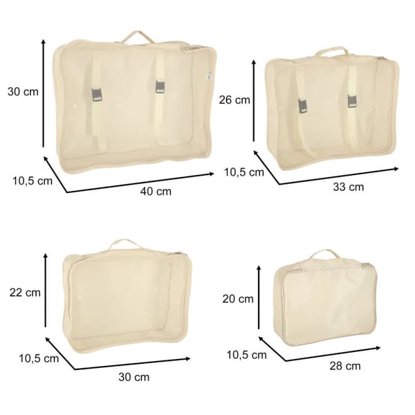 Kuffert-arrangører Rejsesæt 8 stk Tøj Opbevaring Tilbehør Vandtætte tasker Kosmetisk skotaske Beige
