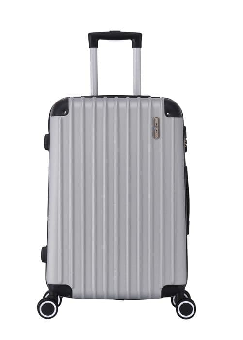 TROLLEY ADC - Kabinväska 55x34x23cm - Hård, Lätt 2,5 Kg - 39 liter - 4 Dubbel Tysta Hjul - Corner - Grå Silver