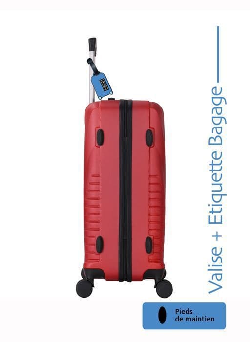 Kabinväska 55 cm - ADC - Hård ABS Röd - 4 Hjul 360° - 39L - Bagagetag ingår