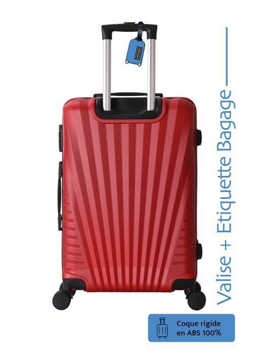 Kabinväska 55 cm - ADC - Hård ABS Röd - 4 Hjul 360° - 39L - Bagagetag ingår