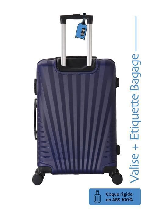 Resväska 55 cm ABS Hård Freeway Blå + Gratis Bagageetikett - 4 Hjul 360 - 2.5 kg - 39L – ADC