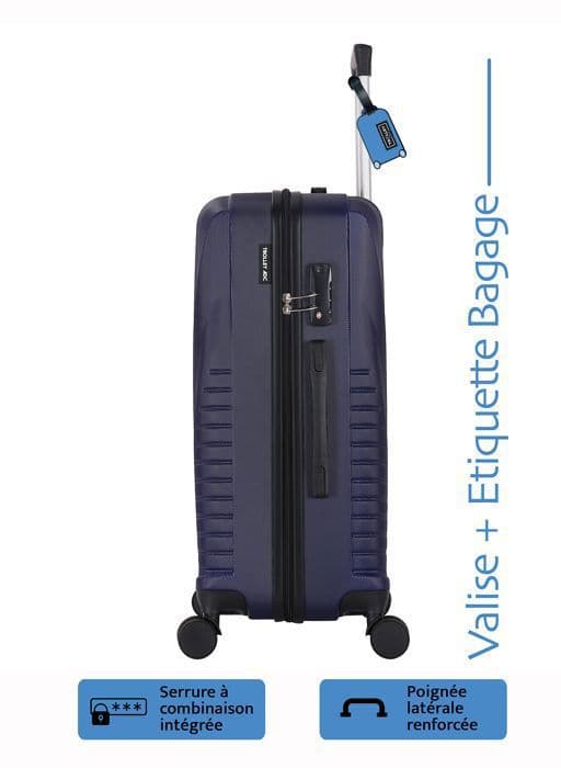 Resväska 55 cm ABS Hård Freeway Blå + Gratis Bagageetikett - 4 Hjul 360 - 2.5 kg - 39L – ADC
