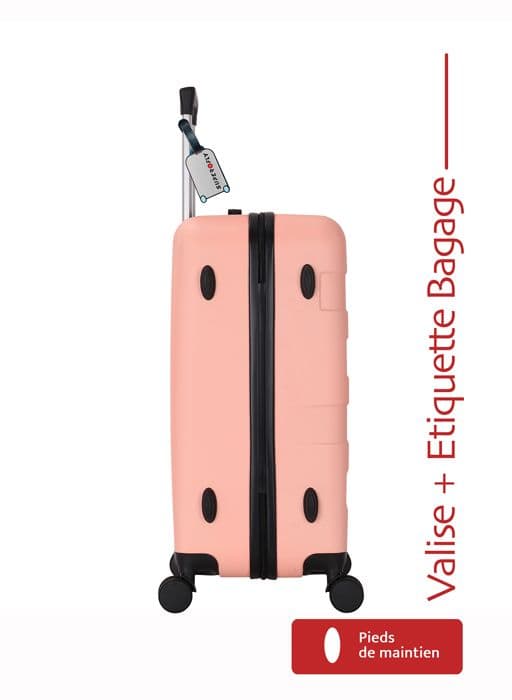 Mellan Hård Resväska - ADC - 65cm - Rosa - 4 Hjuls 360° - 65L - 30kg
