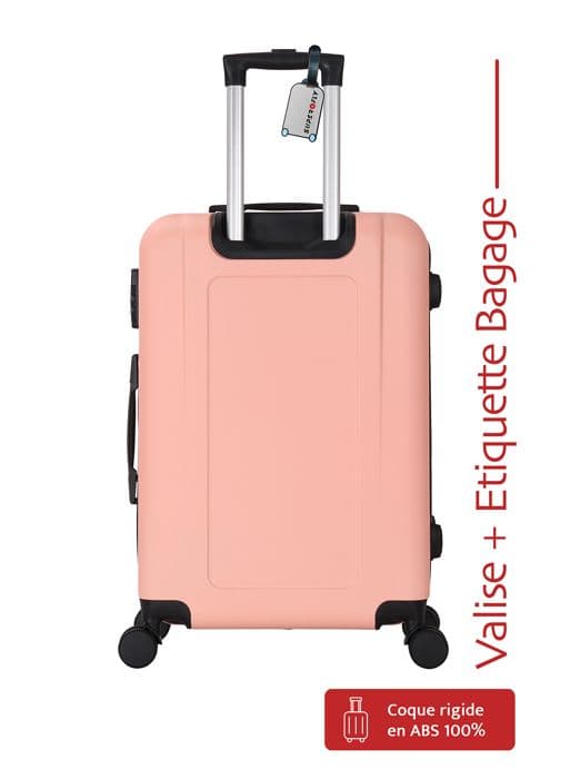 Mellan Hård Resväska - ADC - 65cm - Rosa - 4 Hjuls 360° - 65L - 30kg