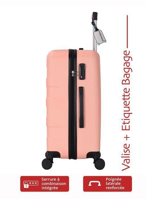 Mellan Hård Resväska - ADC - 65cm - Rosa - 4 Hjuls 360° - 65L - 30kg