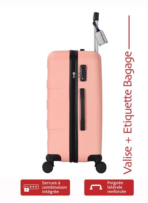 Mellan Hård Resväska - ADC - 65cm - Rosa - 4 Hjuls 360° - 65L - 30kg
