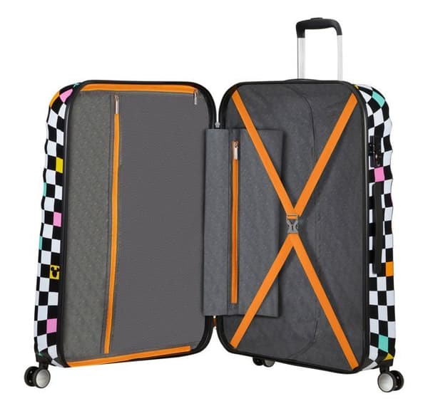 American Tourister Väska vit svart för kvinna och man Wavebreaker Disney Spinner 77 / 28 Disney Trolley Mickey Check 266709