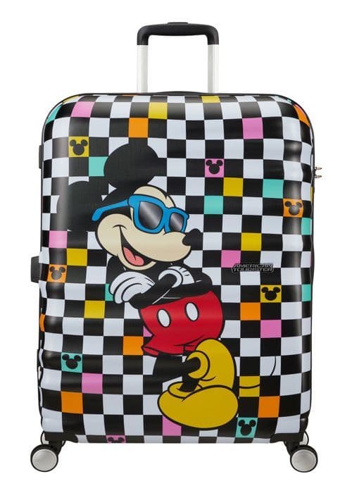 American Tourister Väska vit svart för kvinna och man Wavebreaker Disney Spinner 77 / 28 Disney Trolley Mickey Check 266709