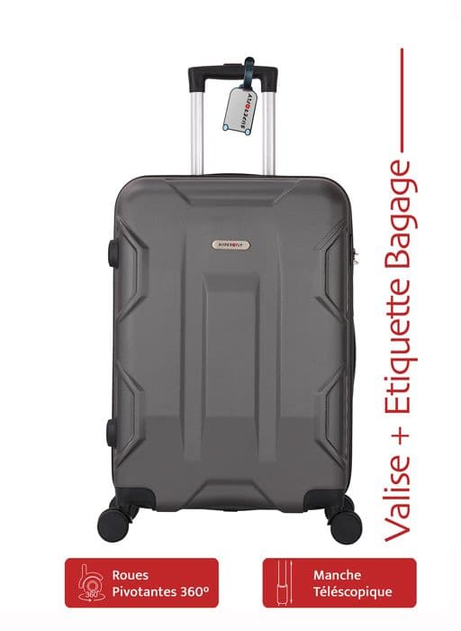 Resväska Större Storlek 75cm ABS Jet Rosa + BAGAGE Etikett - 4 Hjul 360 - 94L – ADC
