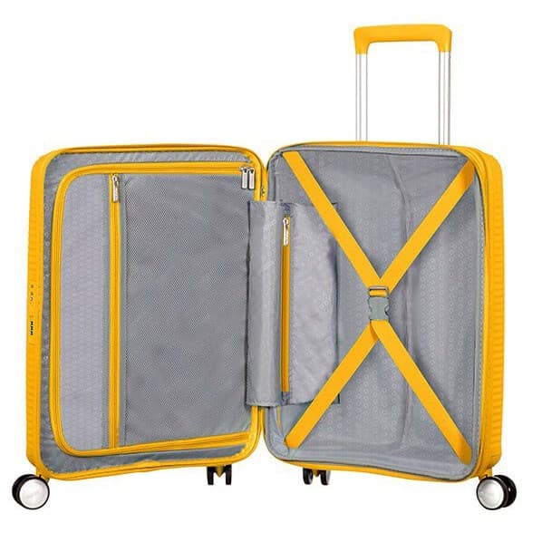American Tourister Soundbox EXP kabine kuffert - gylden gul