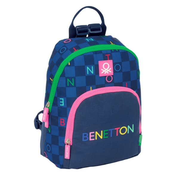 Selkäreppu Benetton Damero Laivastonsininen 25 x 30 x 13 cm