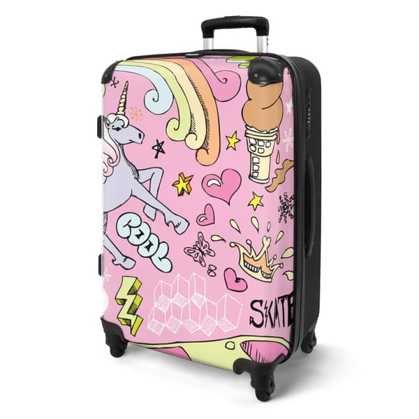 NoBoringSuitcase Resväska - 72L Incheckat Bagage Väska - Koffert med Hjul - 72L Flightcase Resvagn