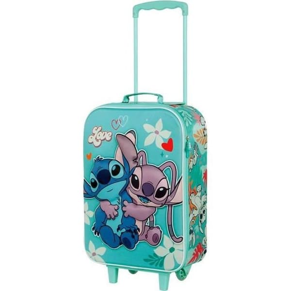 Valis trolley mjuk 3D - KARACTERMANIA - Lilo och Stitch Love - Mjuk - 2 hjul - Turkos