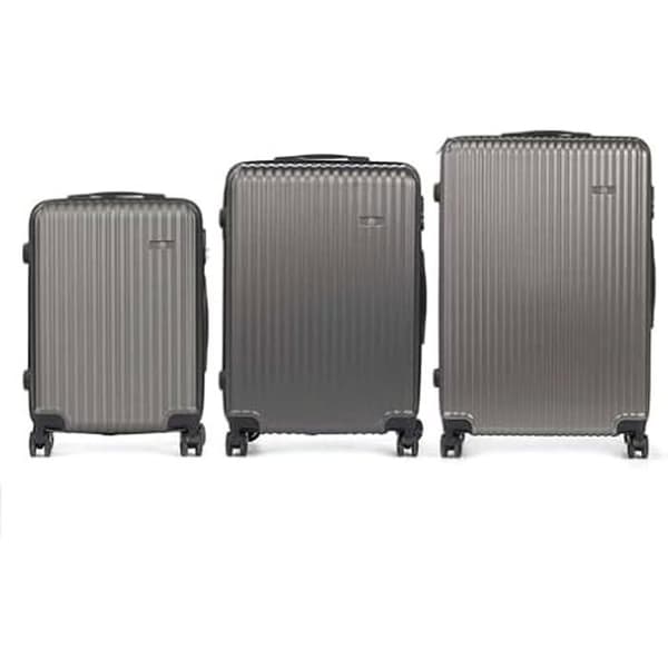 Set av tre mörkgrå resväskor - Incheckat - Hård - 4 hjul - Unisex