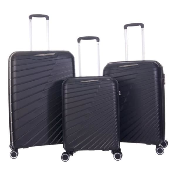 Set med 3 polypropen resväskor "Travel Light" - LYS Paris 2500/3 - Svart
