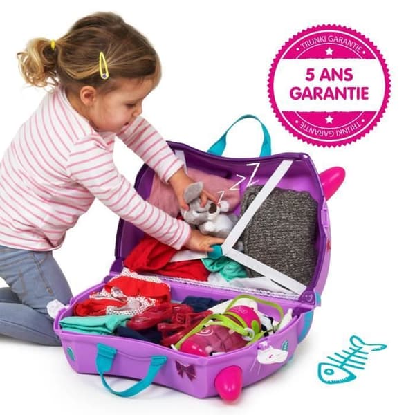 Valis för Barn TRUNKI - Cassie Katt - Lila och Blå - Hård skal i ABS