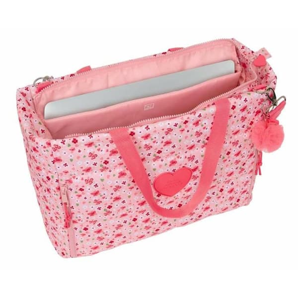 Taske med lomme til bærbar computer Vicky Martín Berrocal In Bloom Pink 40 x 31 x 17 cm