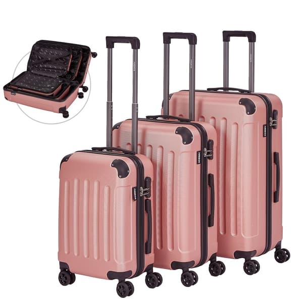 Premium kuffertsæt med 3 stk. M L XL rosa