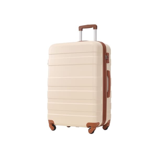 Resväska med hårt skal, 4 hjul, ABS-material, TSA-kombinationslås, 52*30*78, med expanderbar lager, beige färg.