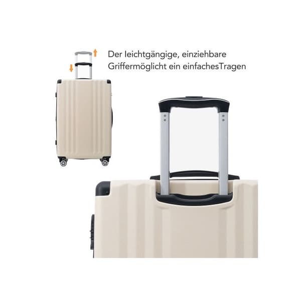 Resväska med hård skal, 4 hjul, ABS-material, TSA-lås, 66,5*45,5*28, färg kräm.
