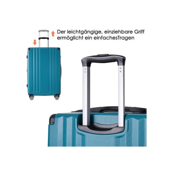 Set med resväskor, handbagage med 4 hjul, ABS-material, TSA-lås, grön färg
