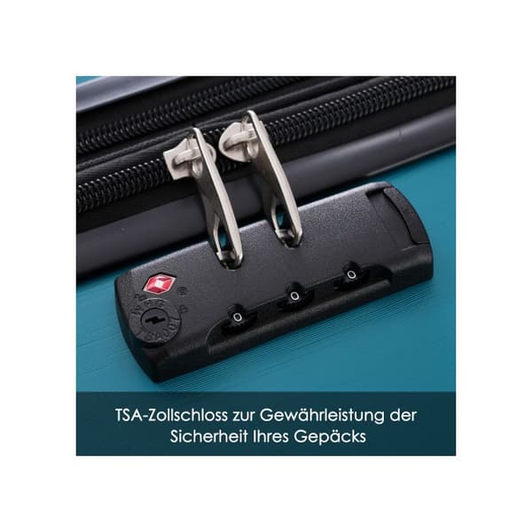 Set med resväskor, handbagage med 4 hjul, ABS-material, TSA-lås, grön färg