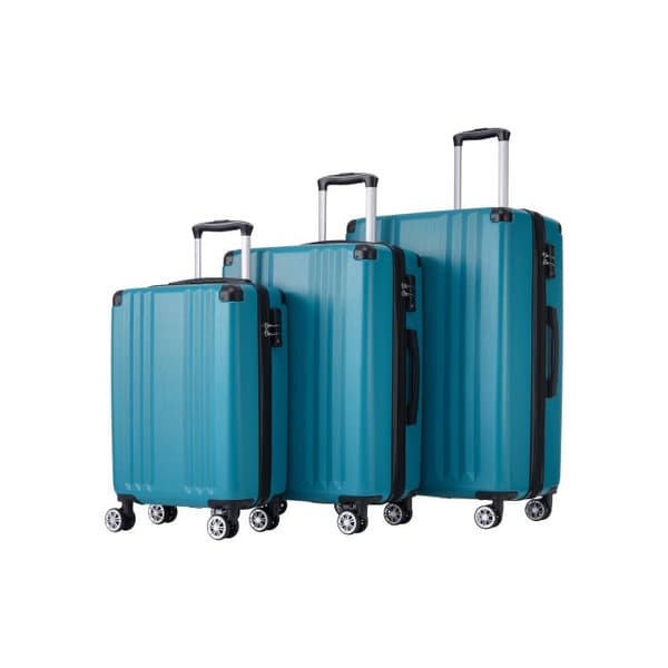Set med resväskor, handbagage med 4 hjul, ABS-material, TSA-lås, grön färg
