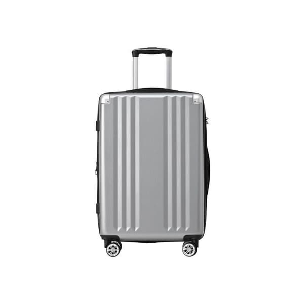 Hårda resväskor, handbagage med 4 hjul, ABS-material, TSA-lås, 76.5*50.5*31.5, silvergrå
