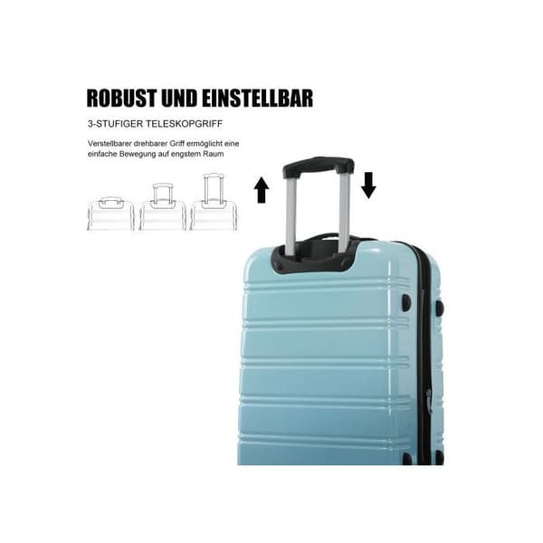Resväska med hårt skal, rullväska, handbagage, 4 hjul, ABS-material, med kombinationslås, 34,5*23*47, blå