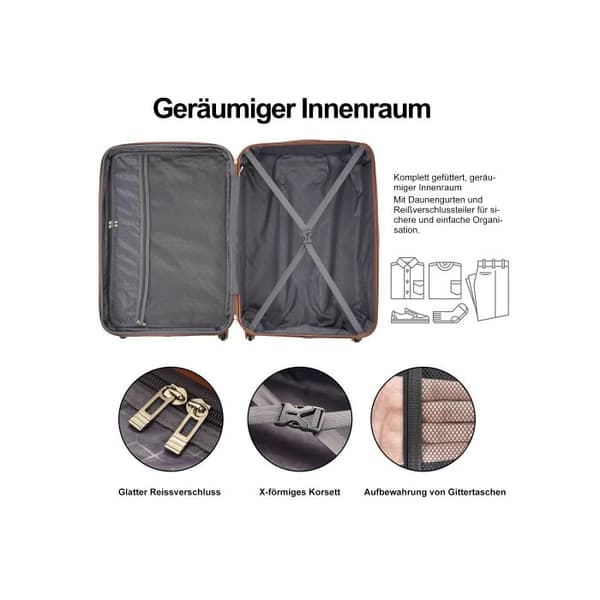 Resväska med hårt skal, 4 hjul, ABS-material, TSA-kombinationslås, 52*30*78, med expanderbar lager, beige färg.