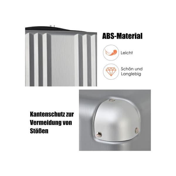 Hårt bagage, 4 hjul, ABS-material, TSA-lås, 66.5*45.5*28, grå silver