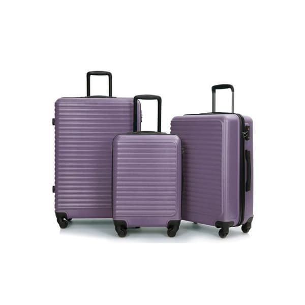 Set med resväskor, resväska med 4 hjul, ABS, TSA-lås, mörklila
