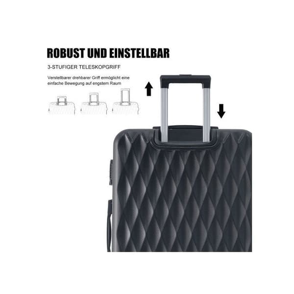 Hårdväska, handbagage med 4 hjul, ABS-material, TSA-lås, 48*30*76, svart