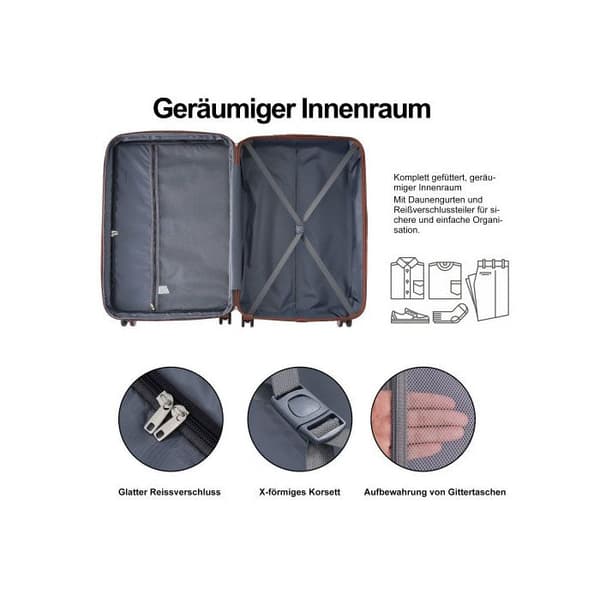 Hårt bagage, handbagage med 4 hjul, ABS-material, TSA-lås, 48*30*76, färg rosa
