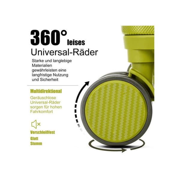 Set med resväskor, handbagage med 4 hjul, ABS-material, TSA-lås, grön färg
