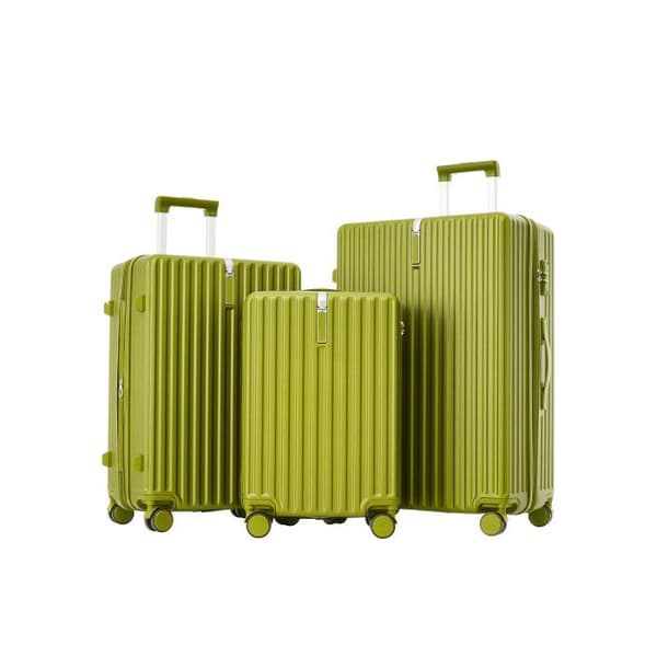 Set med resväskor, handbagage med 4 hjul, ABS-material, TSA-lås, grön färg