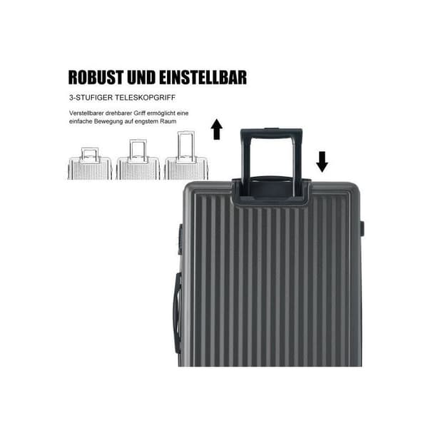 Hårda resväskor, handbagage med 4 hjul, ABS-material, TSA-lås, 43*27*66, grå