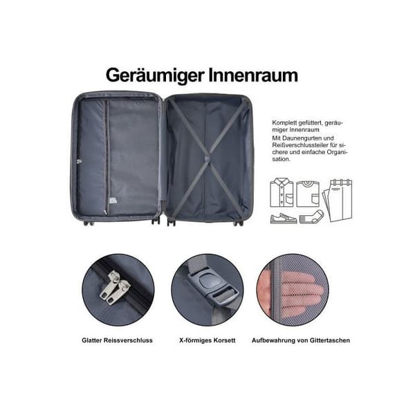 Set av bagage, 4 hjul, S36*15.5*28, M36*23*56, ABS-material, TSA-lås, svart.