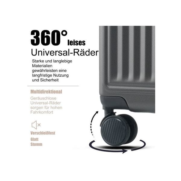 Hård resväska, handbagage med 4 hjul, ABS-material, TSA-lås, 48*30*76, grå