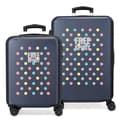 Miniatyrbild 1 av 4: Movom Free Dots Blue Bagage Set 55/68 cm Stel ABS Kombinationslås 104L 4 Dubbla Hjul Handbagage