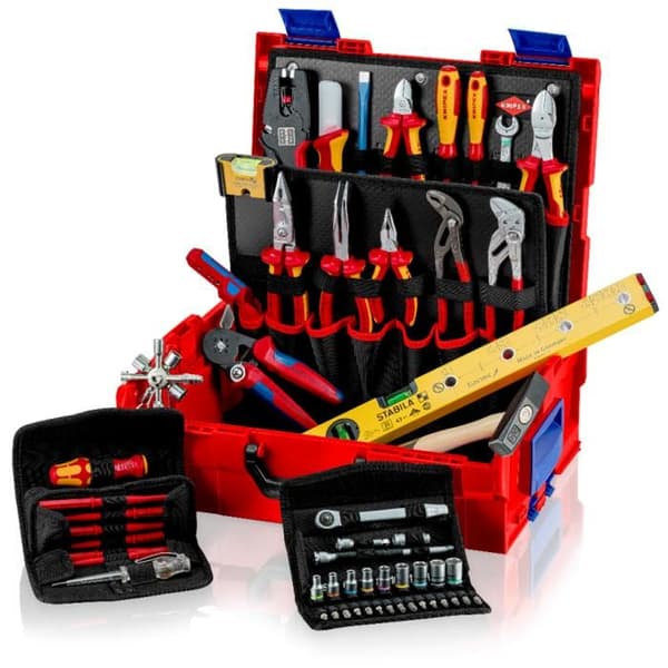 Verktygsväska - Knipex - L-Boxx 00 21 19 LB E VDE - 65 delar - Röd - Mått 311x442x107 mm