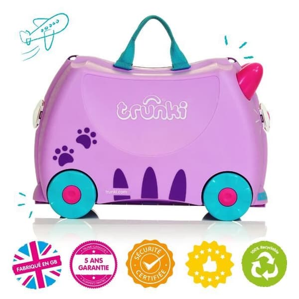 Valis för Barn TRUNKI - Cassie Katt - Lila och Blå - Hård skal i ABS