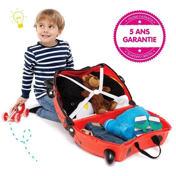 Trunki hjulväska för barn och handbagage för barn: Harley The Beetle Rullande resväska (röd)