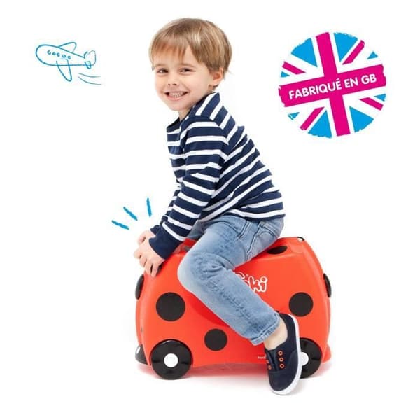 Trunki hjulväska för barn och handbagage för barn: Harley The Beetle Rullande resväska (röd)