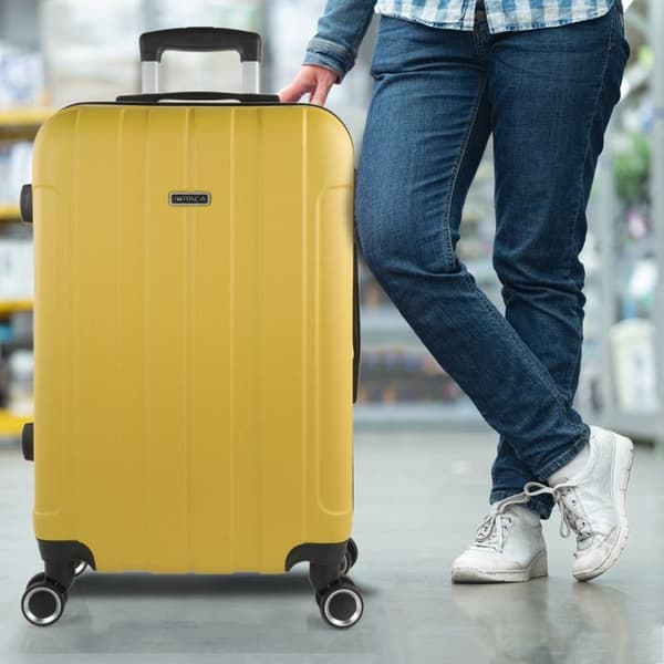 Mellanstor resväska - ITACA - 771160 - Gul - 63 cm - Hårdskal - 8 hjul 360°